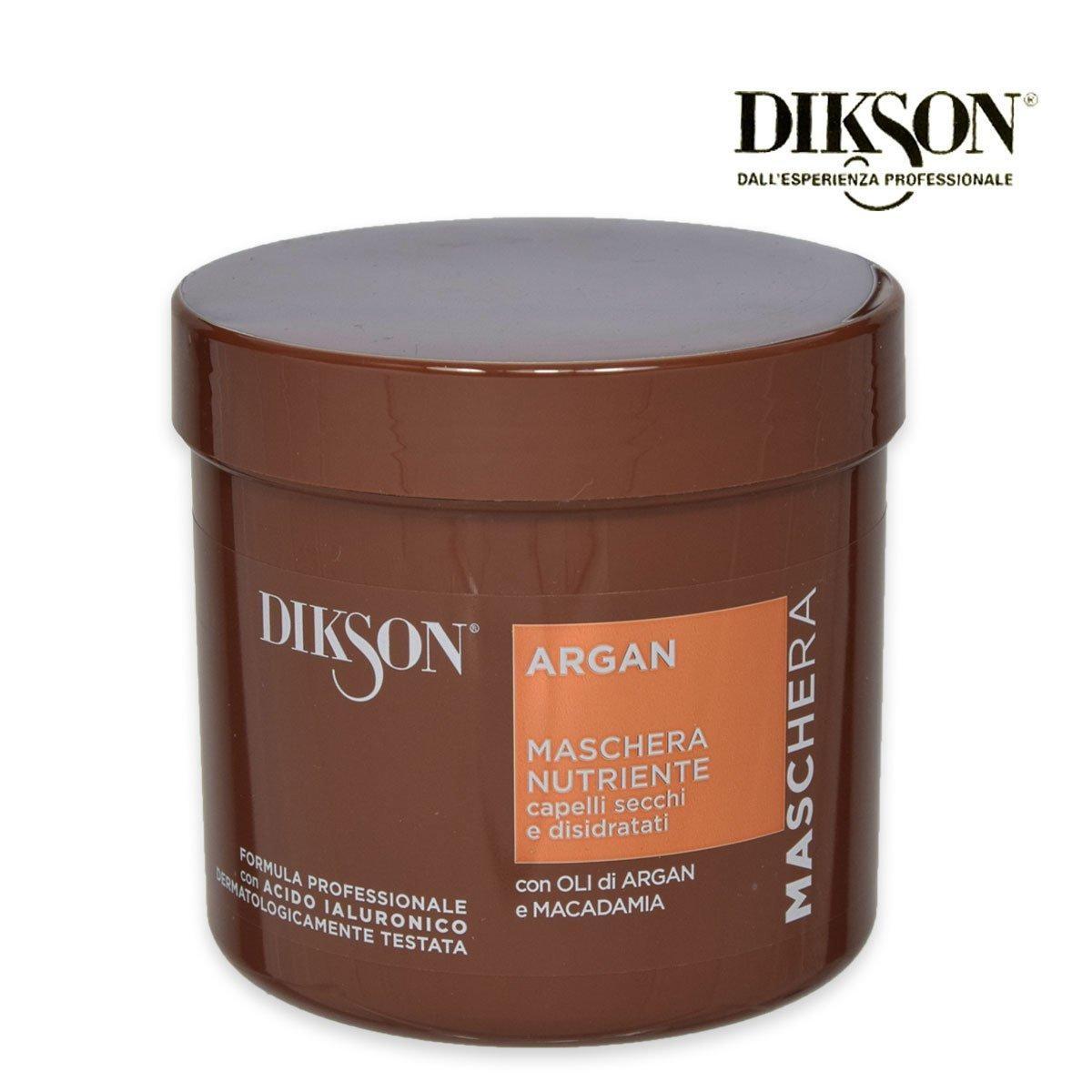 Dikson Maschera Nutriente Argan & Macadamia 500ml | Professionale | Con Acido Ialuronico | Per Capelli Secchi & Disidratati | Nutre, Idrata, Elimina Crespo, Rende Morbidi & Luminosi | Dermatologicamente Testata