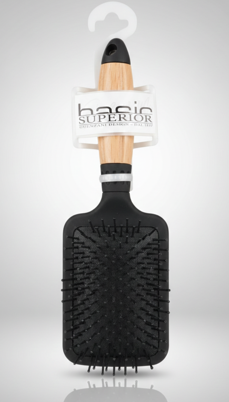 Guenzani Spazzola Rettangolare Gigante con Pallini | Legno Soft Touch Antistatico | Resistente al Calore per Styling con Phon | Per Capelli Lunghi e Medi