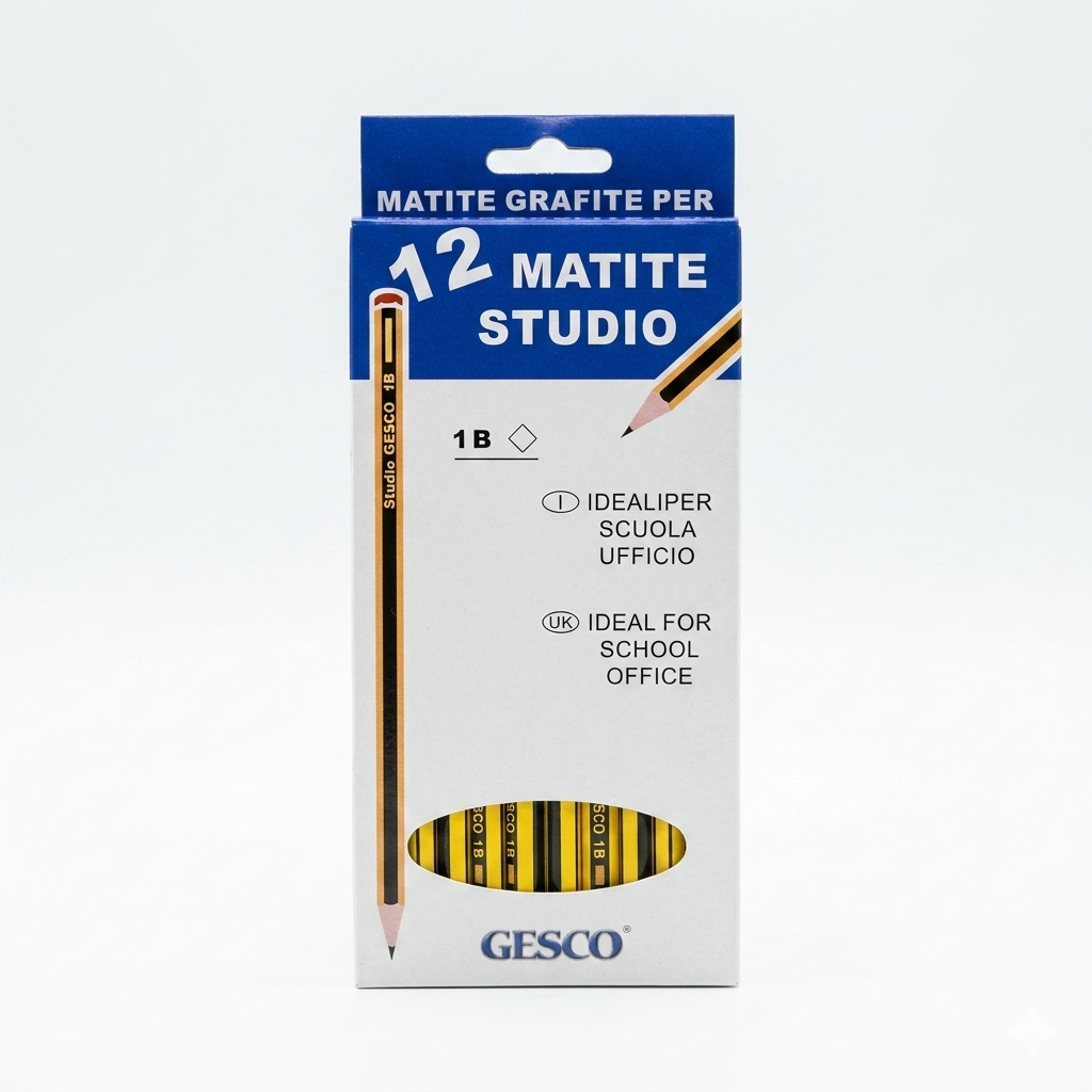 Gesco Matite in Grafite per Scuola e Ufficio Confezione 12 Pezzi Assortiti (1B, 2HB, 3H) – Set da Disegno ad Alta Resistenza per Tratto Fluido e Sfumature di Precisione