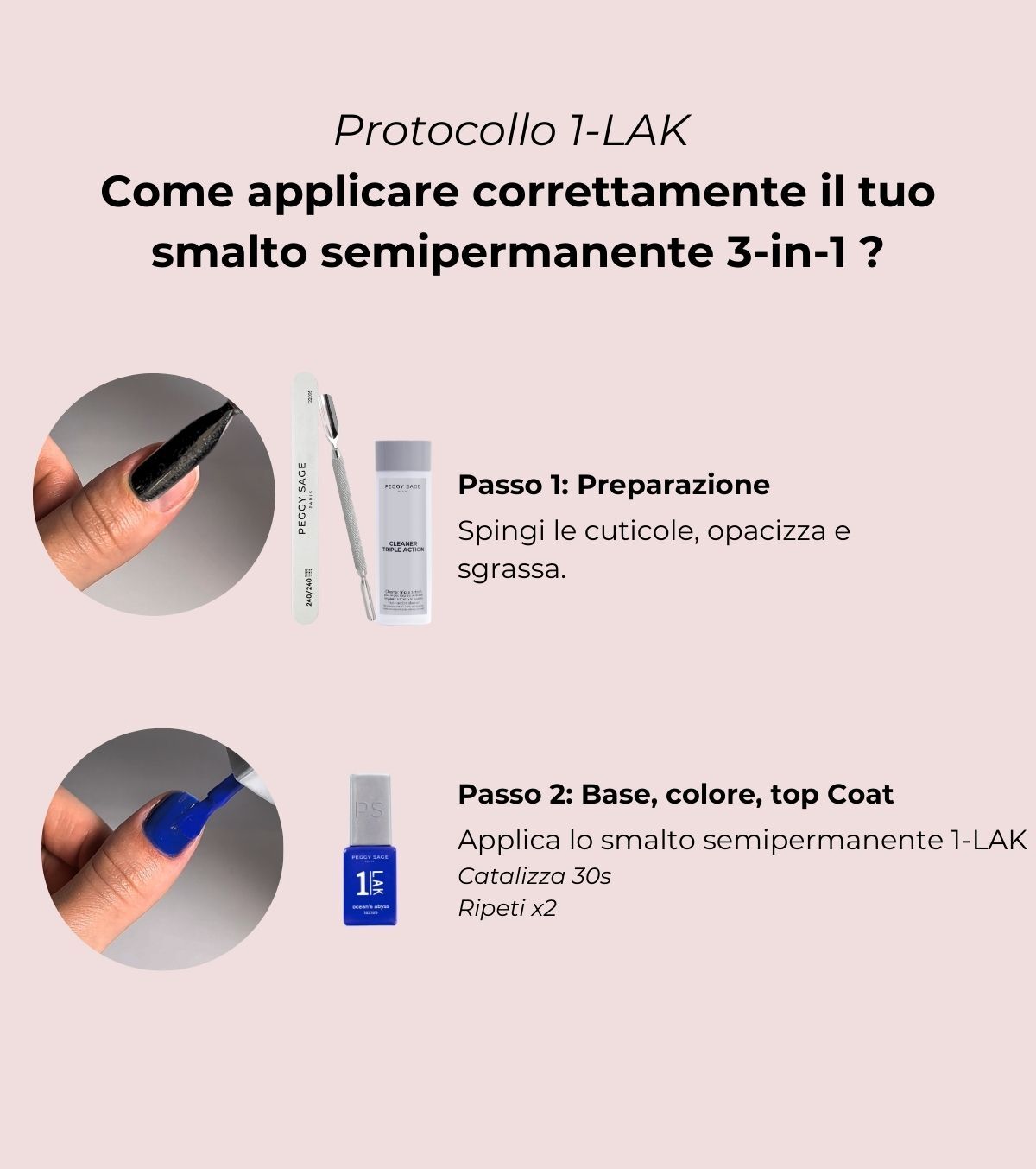Peggy Sage 1-LAK Smalto Semipermanente 3-in-1 Professionale 5ml – Smalto Monofase Senza HEMA Base, Colore e Top Coat Integrati ad Alta Brillantezza