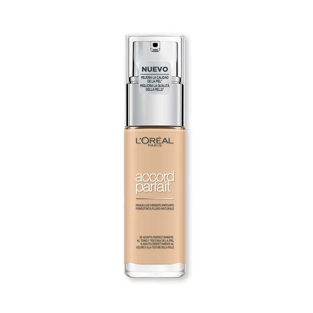 L'ORÉAL PARIS Accord Parfait Fondotinta Fluido Idratante – Formula Arricchita con Acido Ialuronico e Pigmenti Minerali – Effetto Seconda Pelle, Sfumabilità Ultra-Leggera e Idratazione 24H, Varie Nuance