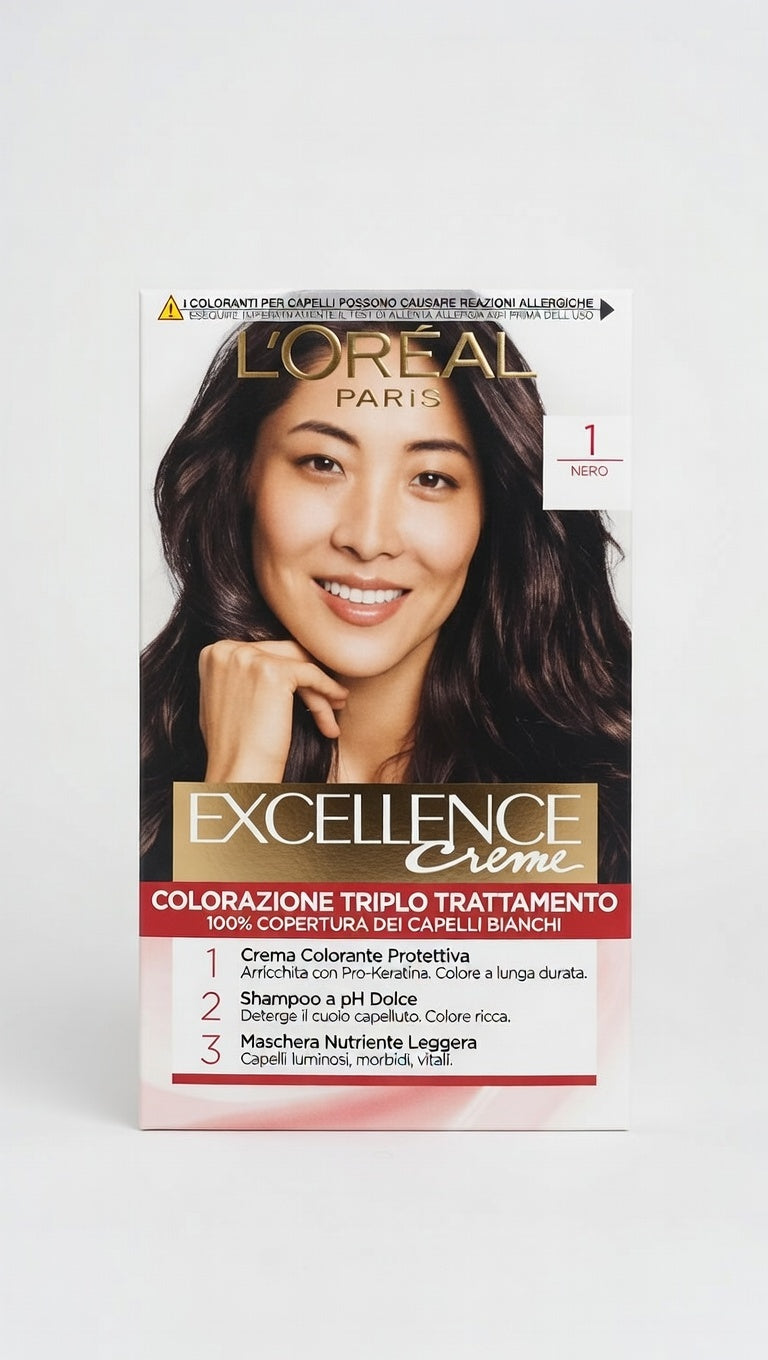 L'Oréal Paris Excellence Crème – Colorazione Permanente Triplo Trattamento con Acido Ialuronico – 100% Copertura Capelli Bianchi
