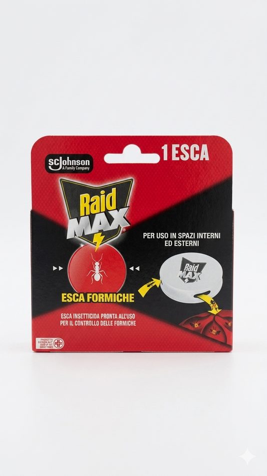 Raid Esca Formiche 1 Pezzo | Insetticida Pronta all'Uso per Interni ed Esterni | Presidio Medico Chirurgico (PMC) | Distrugge l'Intero Formicaio | Efficacia Fino a 3 Mesi