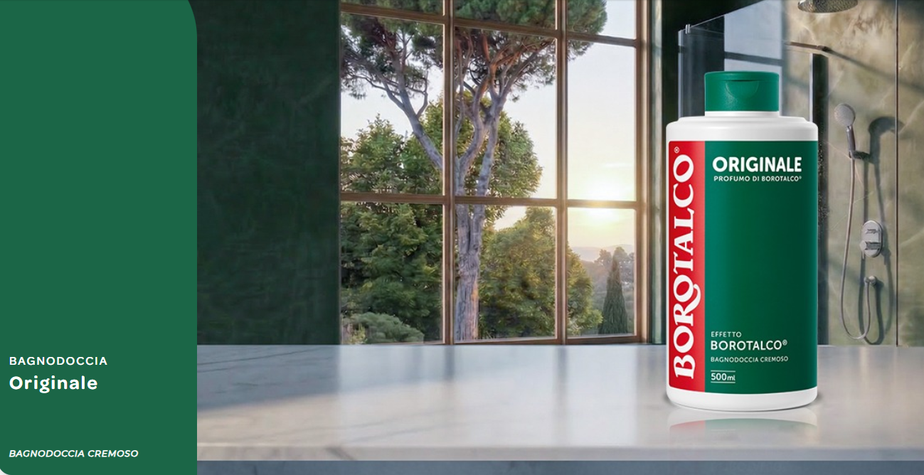 Borotalco Nuovo Bagnodoccia Originale 500 ml | Formula Cremosa Effetto Borotalco | Rispetta il pH della Pelle | Flacone 100% Plastica Riciclata