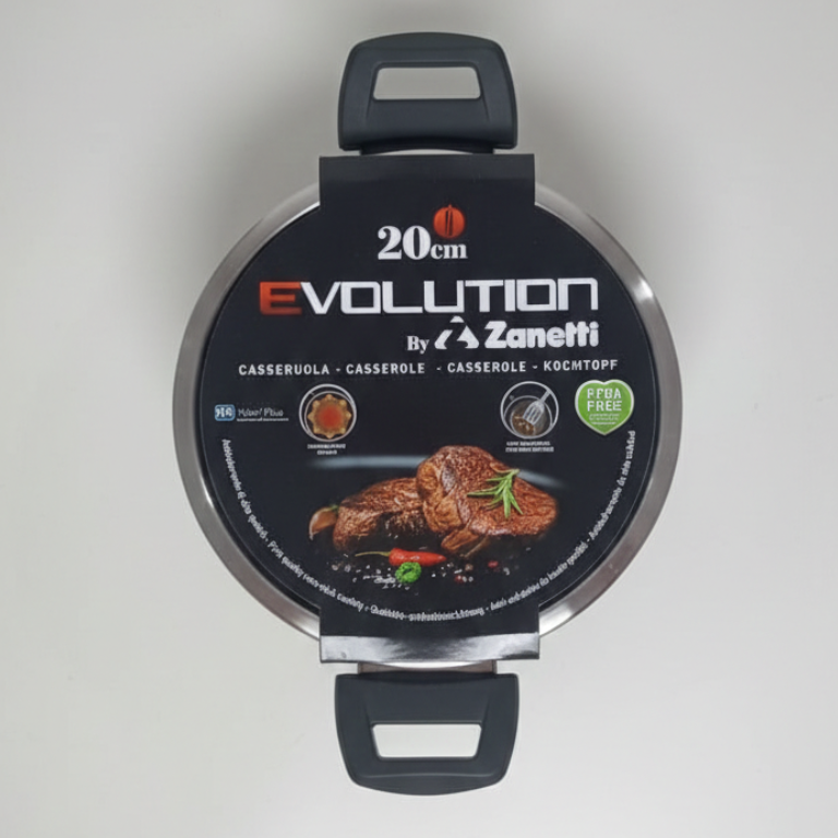 Zanetti Evolution Casseruola Antiaderente 20 cm | Alto Spessore 4 mm | Fondo Induzione & PFOA Free
