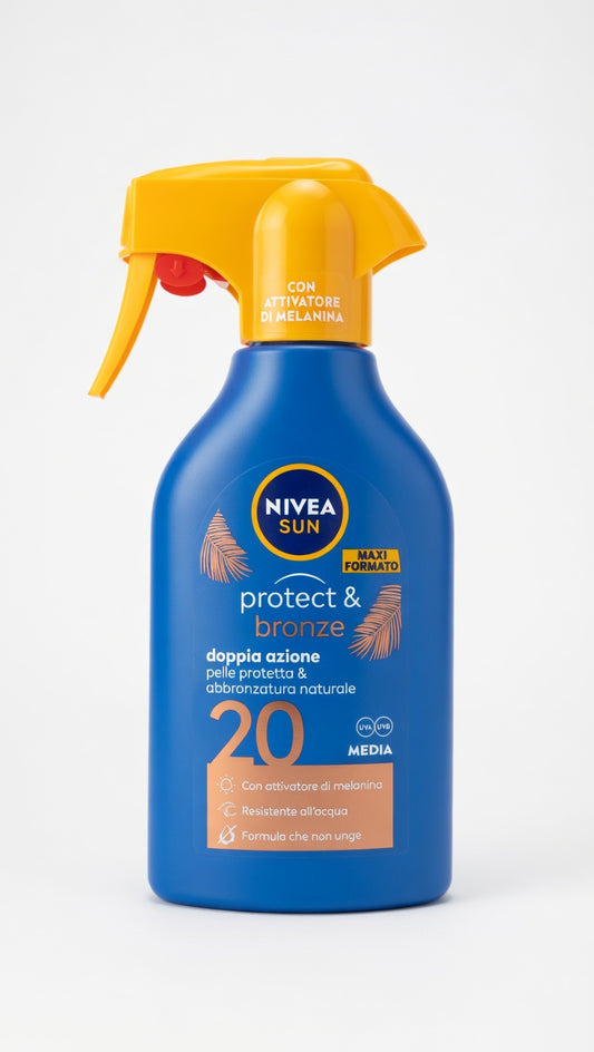 NIVEA SUN Protect & Bronze SPF 20 Spray Solare Trigger 270ml | Attivatore di Melanina per un'Abbronzatura Dorata e Uniforme | Protezione Media