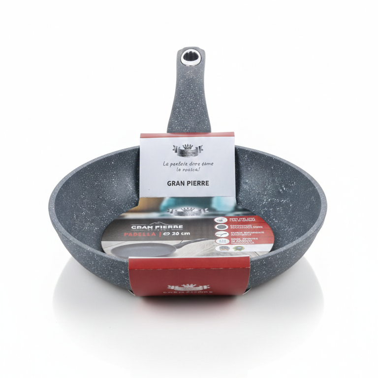Padella Gran Pierre Stone Antiaderente | Fondo Induzione Universale | Rivestimento Effetto Pietra Antigraffio | Misure 20-24-28-32 cm
