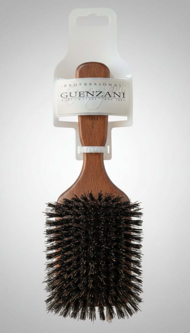 Guenzani Spazzola Professionale N. 229 | Setole di Cinghiale Rinforzato | Lucidante e Districante per Tutti i Tipi di Capelli | Manico in Legno Ergonomico | Unisex