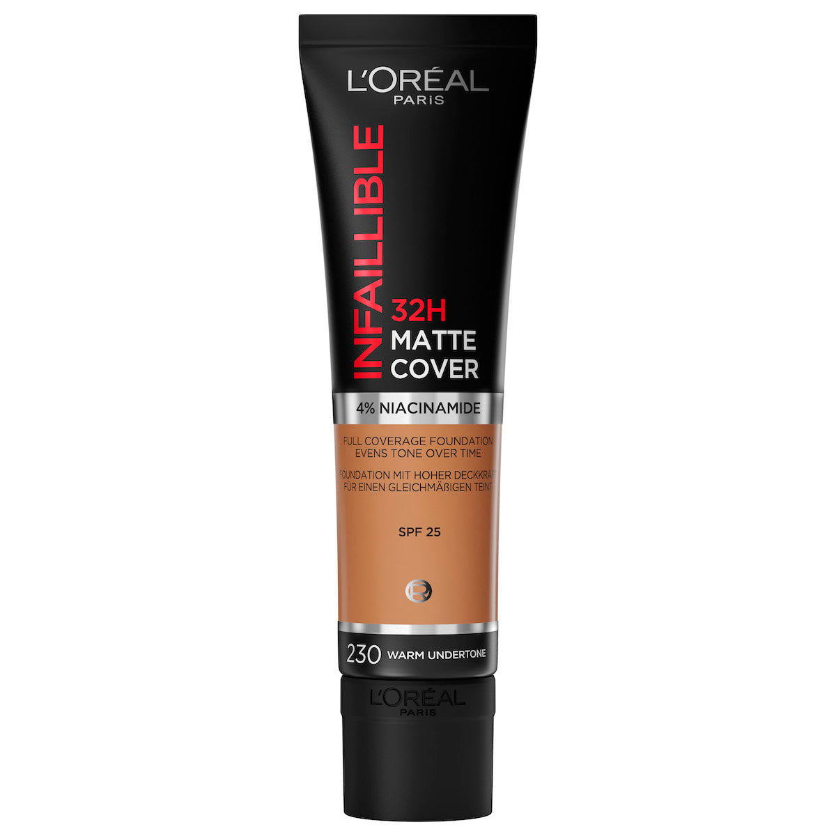 L'Oréal Paris Infaillible Matte Cover Fondotinta Fluido Opacizzante ad Alta Coprenza con 4% Niacinamide – La Soluzione Definitiva per un Incarnato Perfetto, Anti-Imperfezioni e Opaco fino a 32 Ore
