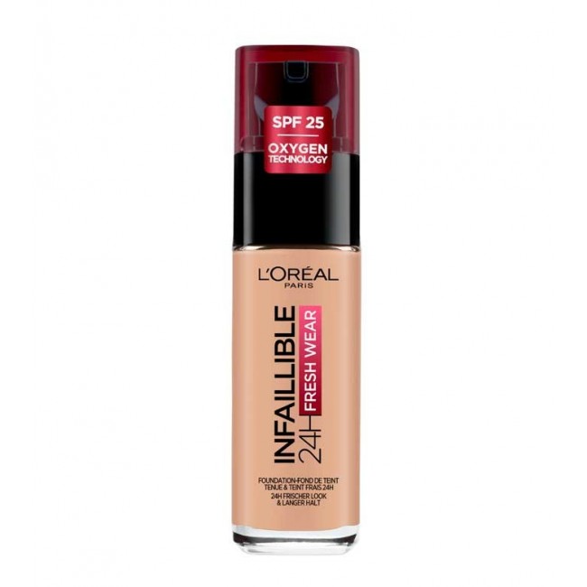 L'Oréal Paris Infaillible 32H Fresh Wear Fondotinta Fluido Idratante con Vitamina C e SPF 25 – La Soluzione Coprente e Ultra-Traspirante a Lunga Tenuta Non-Stop