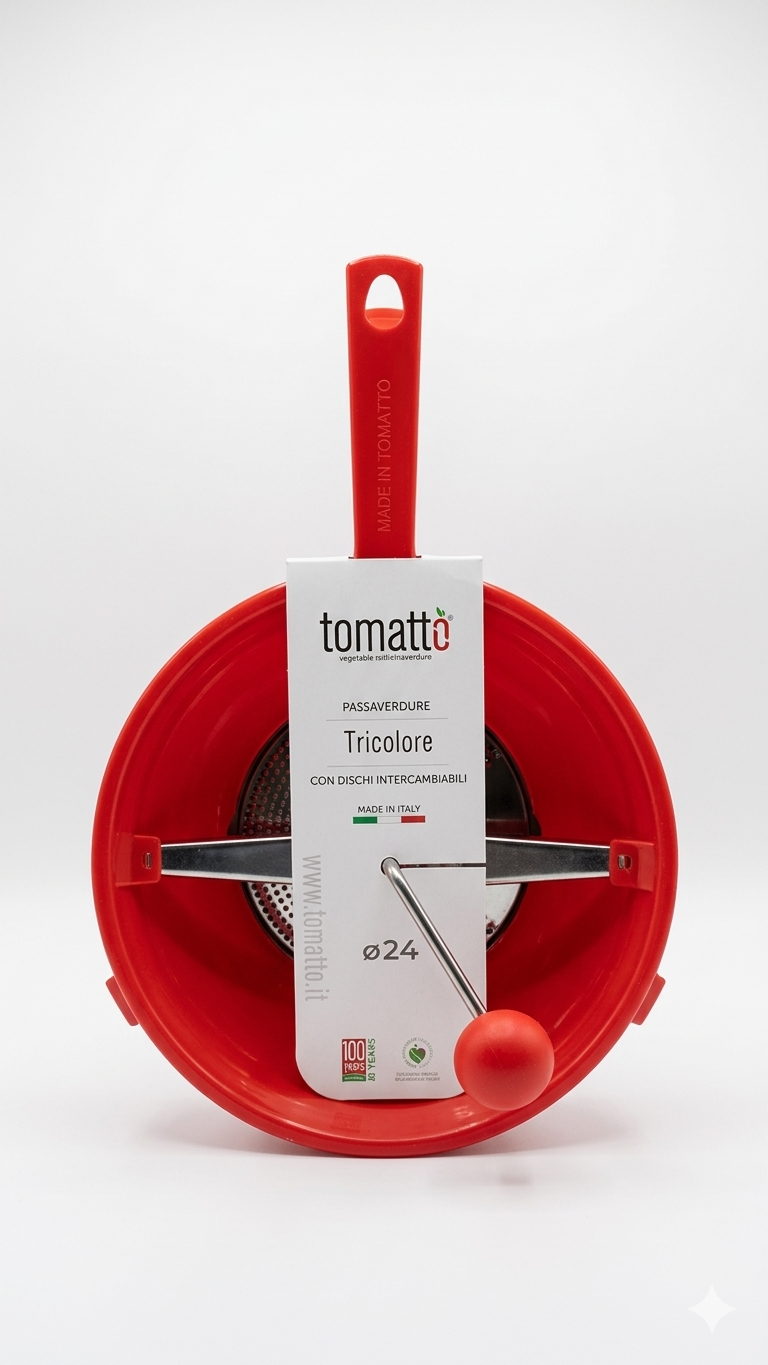 Rivadossi Tomattò Passaverdure Professionale – Dischi Intercambiabili Inox – Disponibile Ø 16 cm e Ø 24 cm – Made in Italy