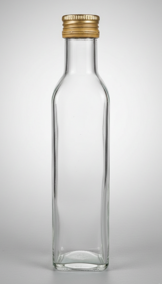 Ambrosio Bottiglia in Vetro Trasparente Marasca 250 ml con Tappo a Vite | Contenitore per Olio, Liquori e Conserve Alimentari | Formato Mignon