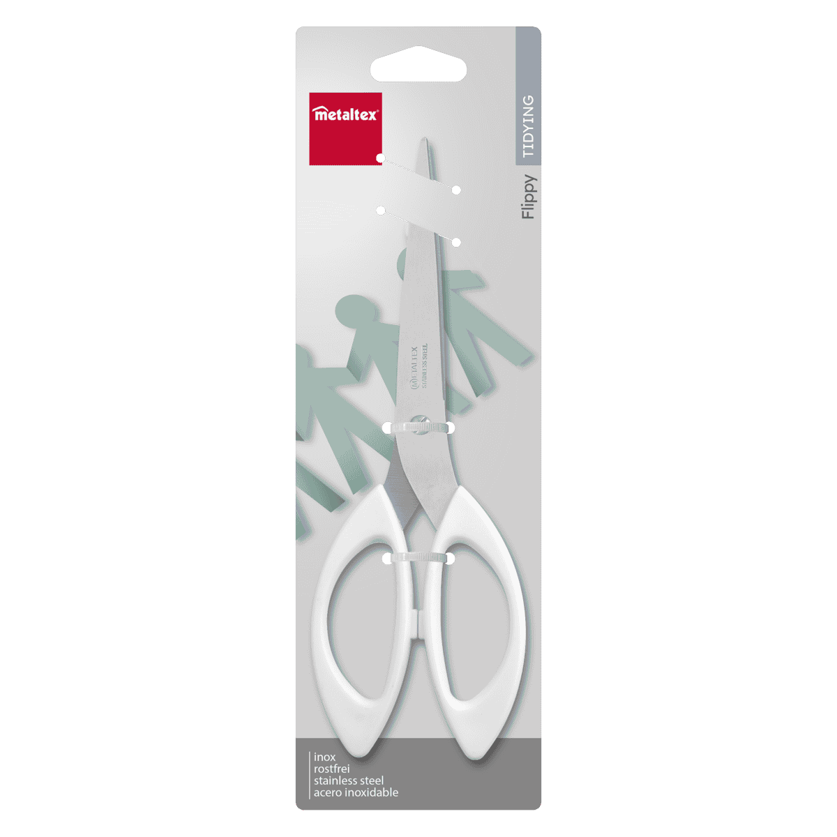 Metaltex Flippy Forbici Multiuso 21 cm – Lame in Acciaio Inox e Manici Ergonomici ABS – Ideali per Casa e Cucina