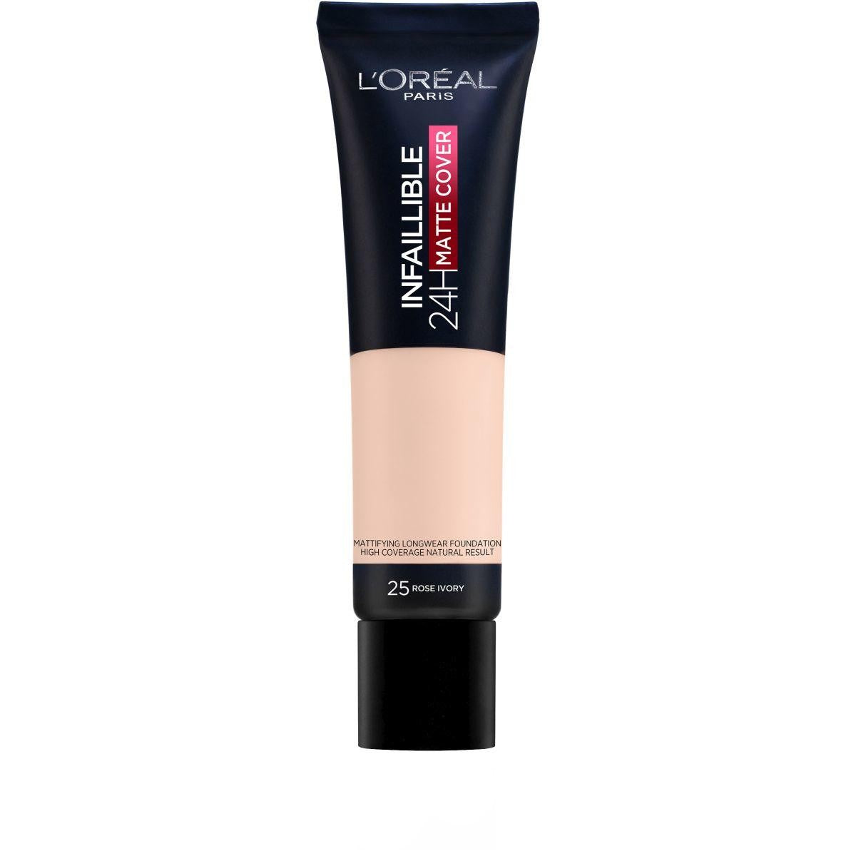 L'Oréal Paris Infaillible Matte Cover Fondotinta Fluido Opacizzante ad Alta Coprenza con 4% Niacinamide – La Soluzione Definitiva per un Incarnato Perfetto, Anti-Imperfezioni e Opaco fino a 32 Ore