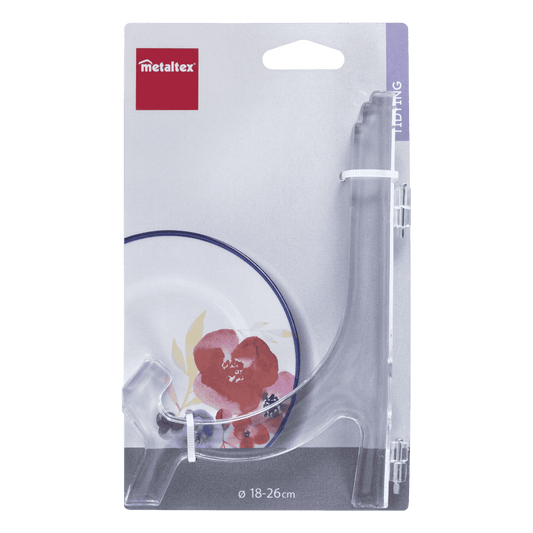 Metaltex Supporto per Piatti e Dischi Regolabile – Per Formati da 18 a 26 cm – Organizzazione Salvaspazio Cucina