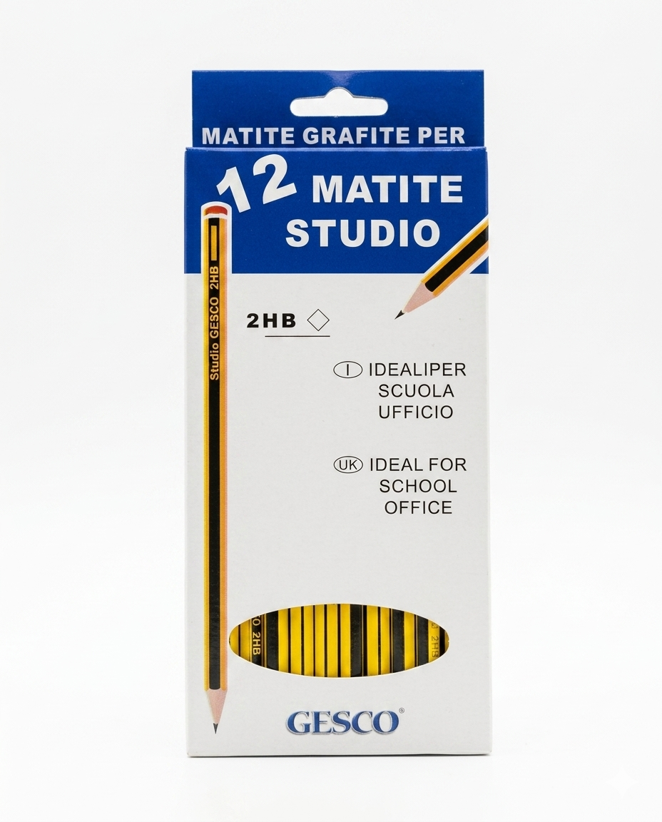 Gesco Matite in Grafite per Scuola e Ufficio Confezione 12 Pezzi Assortiti (1B, 2HB, 3H) – Set da Disegno ad Alta Resistenza per Tratto Fluido e Sfumature di Precisione