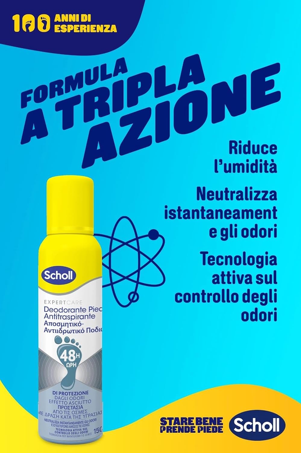 Scholl Pedorex Deodorante Piedi Spray Antitraspirante 150ml Alluminio Cloridrato – Effetto Asciutto Immediato e Protezione Totale 48H