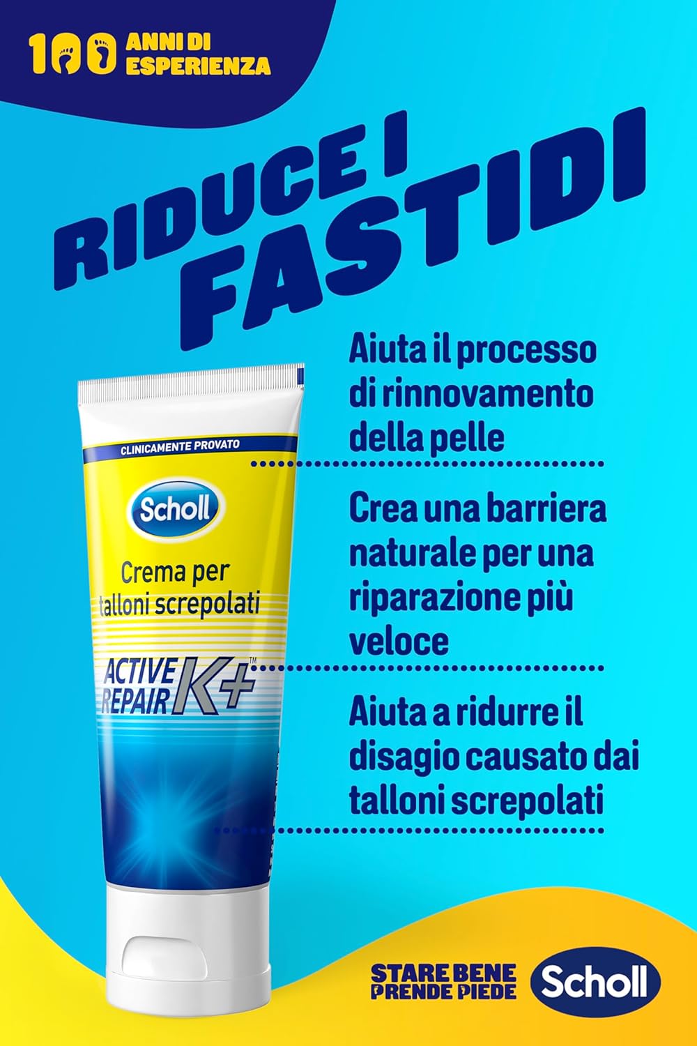 Scholl Active Repair K+ Crema Talloni Screpolati Idratante 60ml Urea e Bisabololo – Soluzione Podologica per Riparazione Cutanea Rapida in 3 Giorni