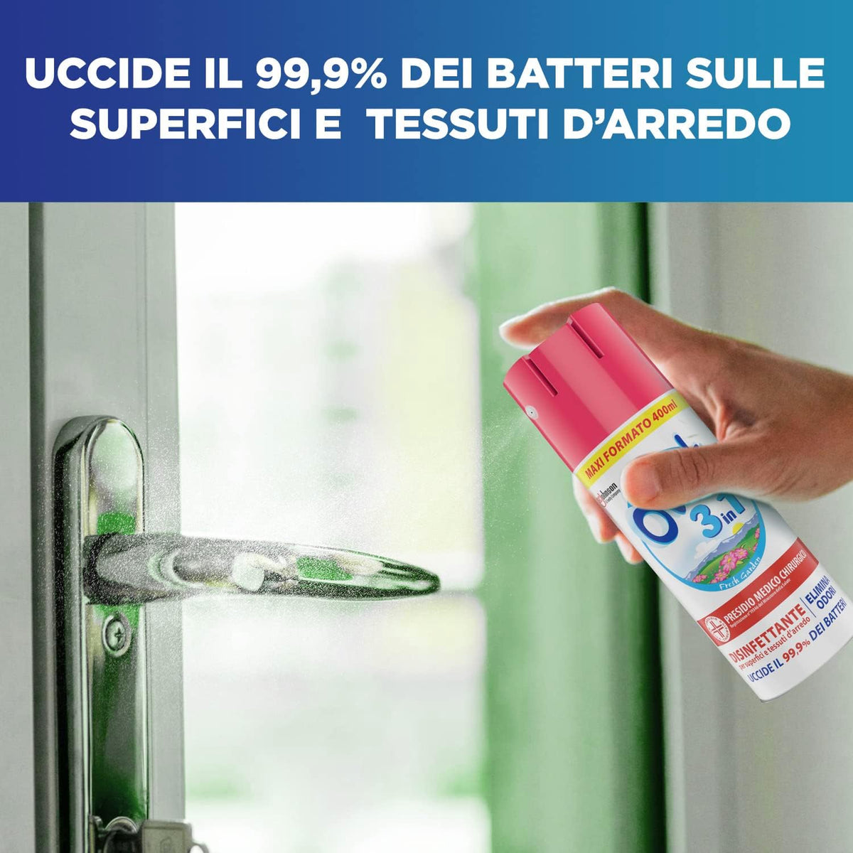 Oust 3 in 1 Spray Disinfettante Fresh Garden 400ml – Presidio Medico Chirurgico Elimina Odori e Batteri da Superfici e Tessuti