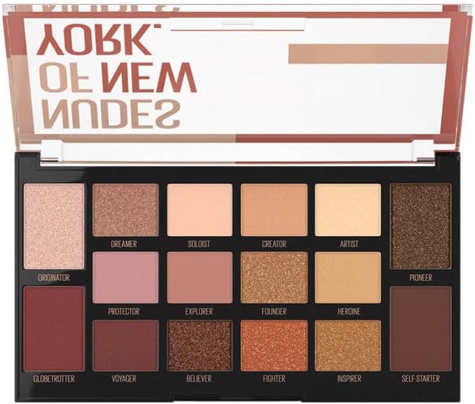 Maybelline New York Palette Ombretti Nudes of New York – 16 Tonalità Universali ad Alta Pigmentazione – Formula Cremosa con Talco Micronizzato Anti-Gessoso (18 g)