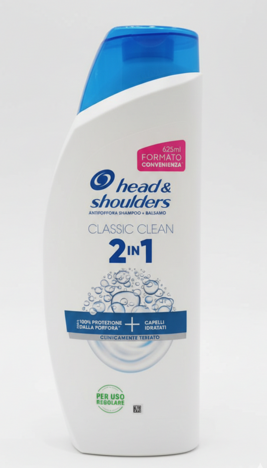 Head & Shoulders Classic Clean 2in1 Shampoo + Balsamo Antiforfora – Formato Maxi 625ml