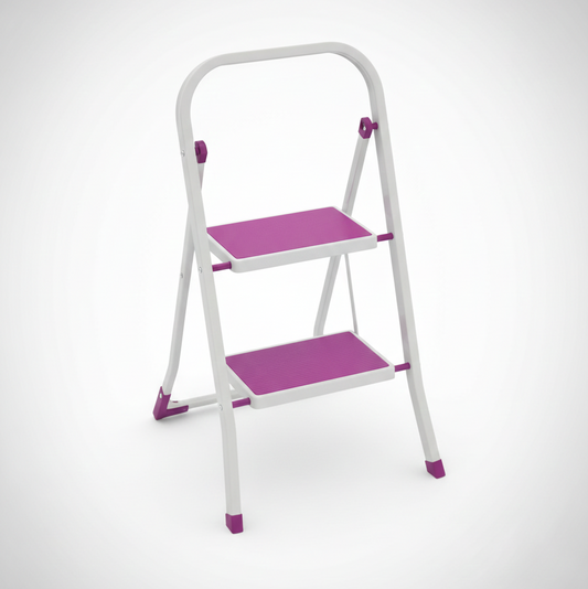 Sgabello Framar Slimmy 2 | Scala Pieghevole in Acciaio Verniciato | 1 Scalino + Pedana | Portata 150 kg | Fermo di Sicurezza e Piedi Antiscivolo