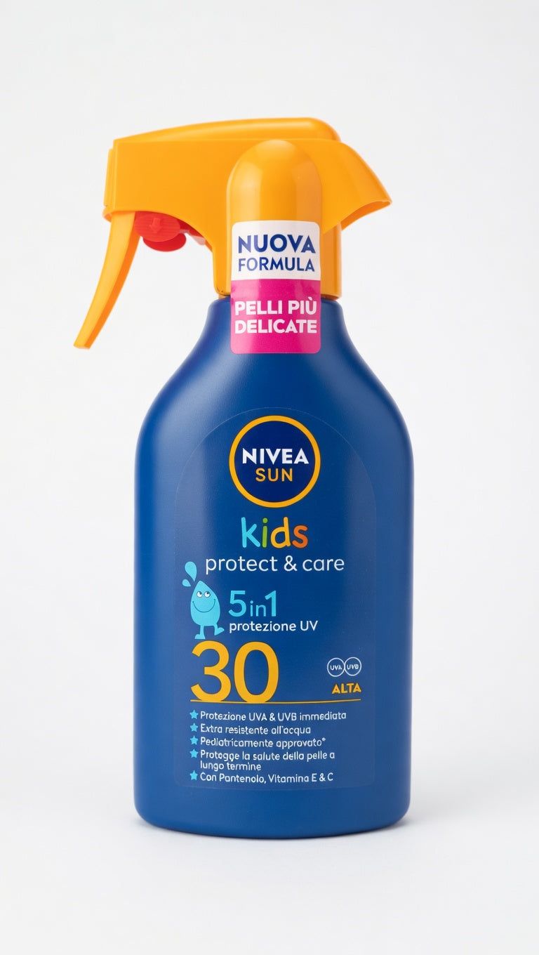 NIVEA SUN Kids Protect & Care SPF 30 Spray Solare Trigger 270ml | Protezione Bambini Extra Resistente | Con Pantenolo, Vitamina C & E