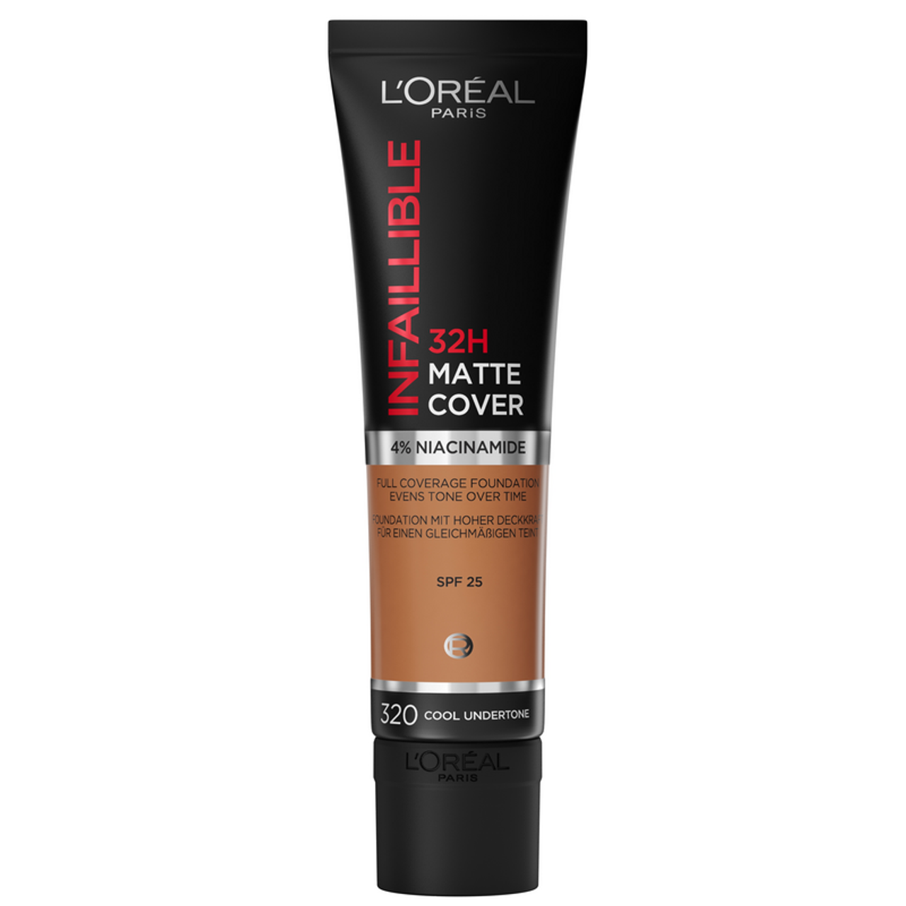 L'Oréal Paris Infaillible Matte Cover Fondotinta Fluido Opacizzante ad Alta Coprenza con 4% Niacinamide – La Soluzione Definitiva per un Incarnato Perfetto, Anti-Imperfezioni e Opaco fino a 32 Ore