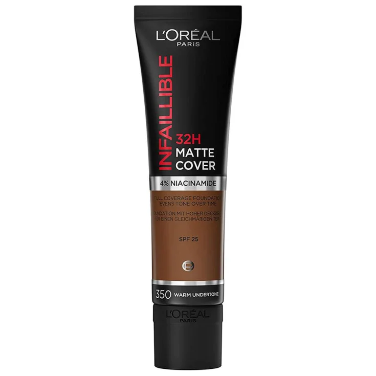 L'Oréal Paris Infaillible Matte Cover Fondotinta Fluido Opacizzante ad Alta Coprenza con 4% Niacinamide – La Soluzione Definitiva per un Incarnato Perfetto, Anti-Imperfezioni e Opaco fino a 32 Ore