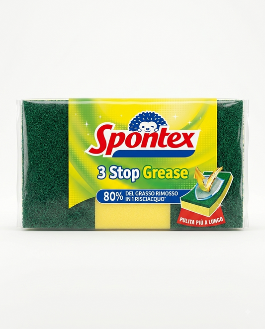 Spontex Fibra Plus 3 pezzi, spugna abrasiva anti-grasso per pentole e griglie, ideale per rimuovere incrostazioni difficili e residui ostinati, con lunga durata.