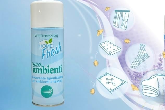 HOME PRO Mediterranean Deo Fresh Spray 400ml – Igienizzante Tessuti e Ambienti Assorbiodori Professionale (Seta e Lana Safe)