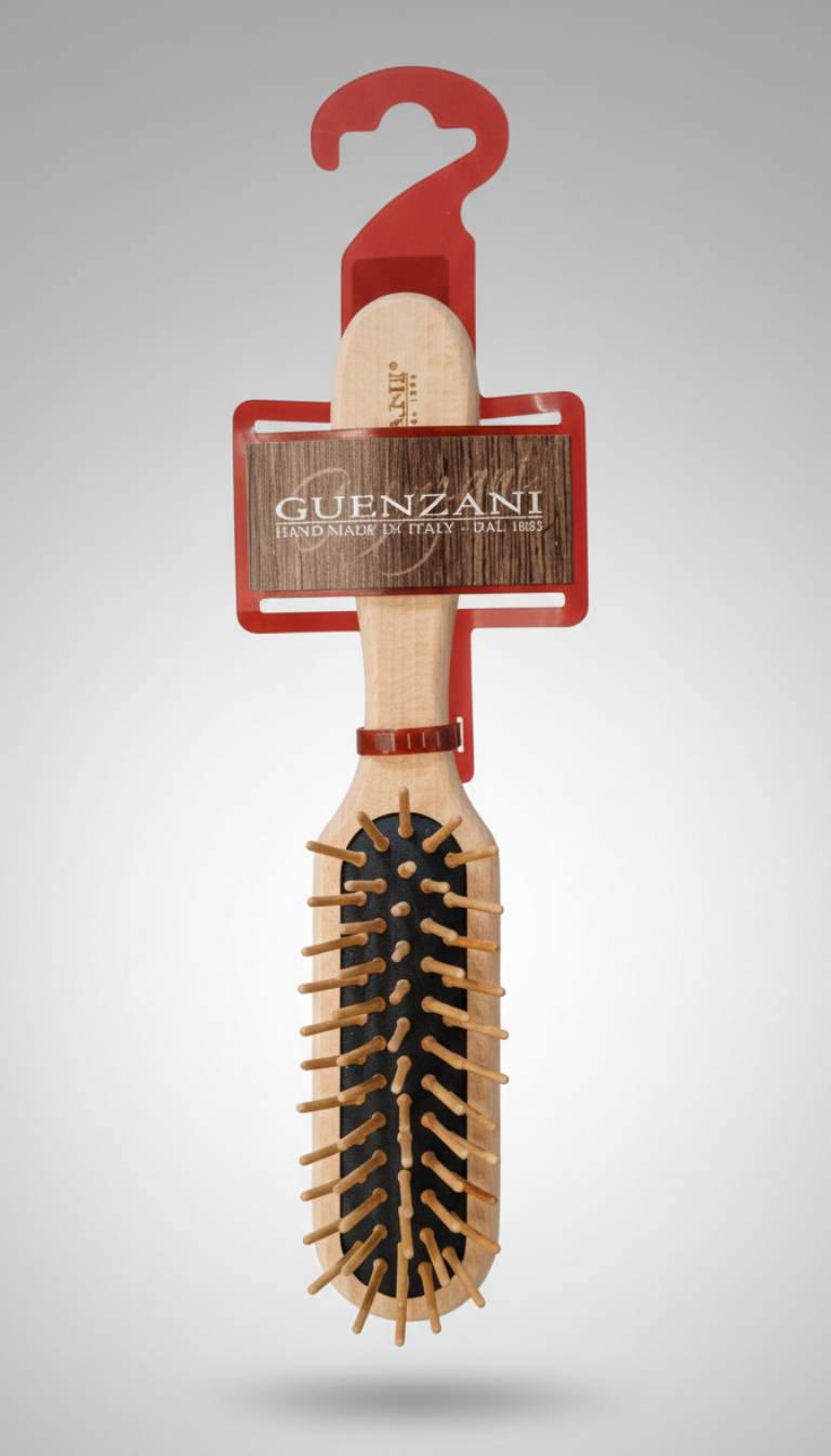 Guenzani Superior Spazzola in Legno Rettangolare Art. 423 | Professionale con Pallini Massaggianti | Districante Delicata | Made in Italy