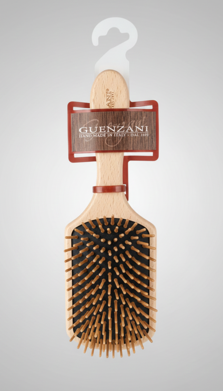 Guenzani Spazzola Professionale Gigante N.424 | Rettangolare Maxi Linea Legno Pneumatic | Districante per Capelli Lunghi e Voluminosi | Manico in Legno Naturale