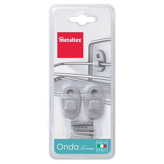 Metaltex Onda Line Set 2 Ganci in Nylon Grigio – Supporto per Mensole Bagno – Made in Italy