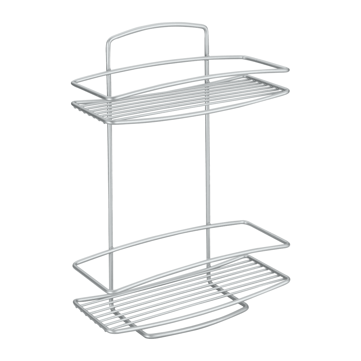 Metaltex Onda Line Mensola Rettangolare 2 Piani Filo di Ferro Polytherm® Metallic – Organizer Doccia Antiruggine ad Alta Aderenza Salvaspazio