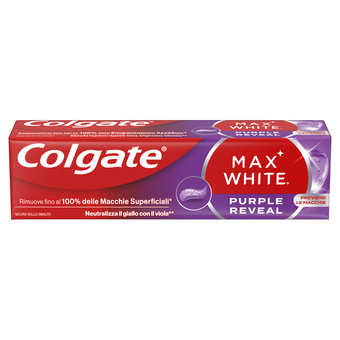Colgate Max White Purple Reveal Dentifricio Sbiancante Istantaneo 75 ml – Tecnologia Ottica di Correzione del Colore e Protezione Avanzata dello Smalto