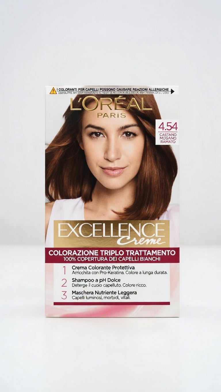 L'Oréal Paris Excellence Crème – Colorazione Permanente Triplo Trattamento con Acido Ialuronico – 100% Copertura Capelli Bianchi