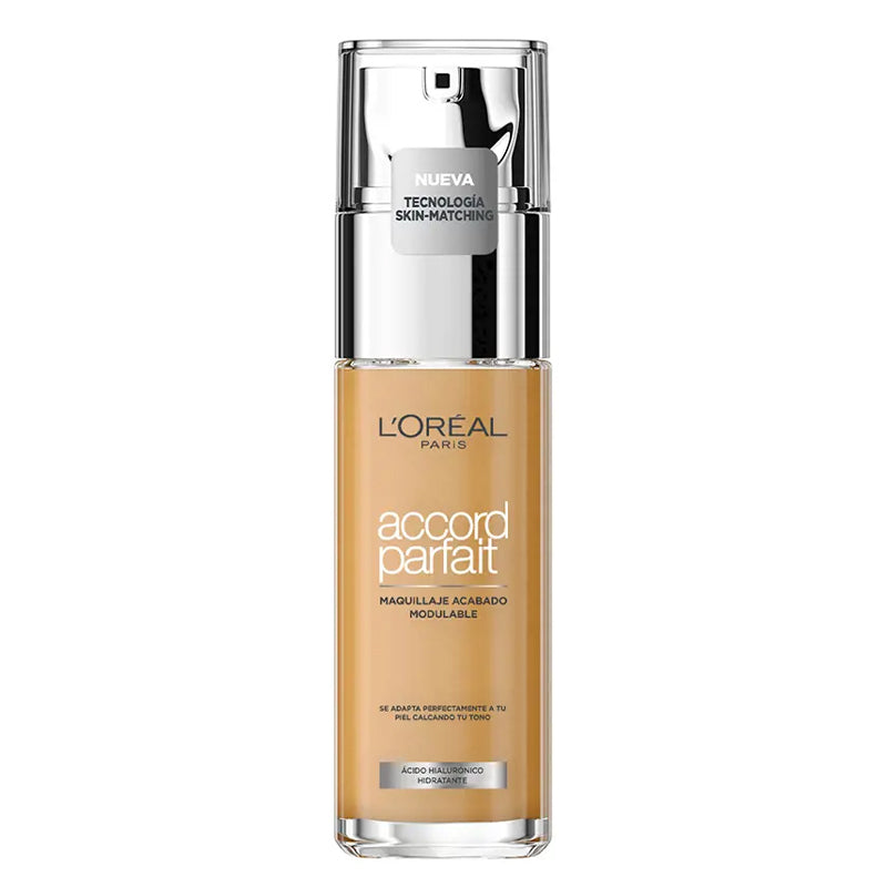 L'ORÉAL PARIS Accord Parfait Fondotinta Fluido Idratante – Formula Arricchita con Acido Ialuronico e Pigmenti Minerali – Effetto Seconda Pelle, Sfumabilità Ultra-Leggera e Idratazione 24H, Varie Nuance