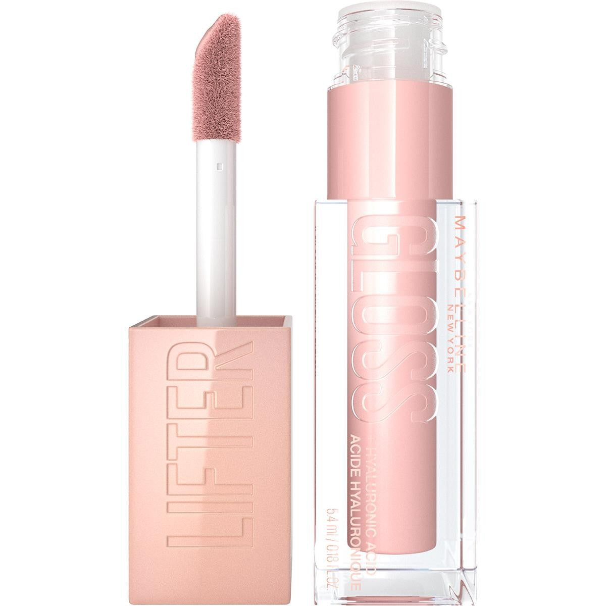 Maybelline New York Lifter Gloss Lucidalabbra Rimpolpante e Idratante all'Acido Ialuronico – Lip Gloss Volumizzante Effetto Specchio con Maxi Applicatore XL