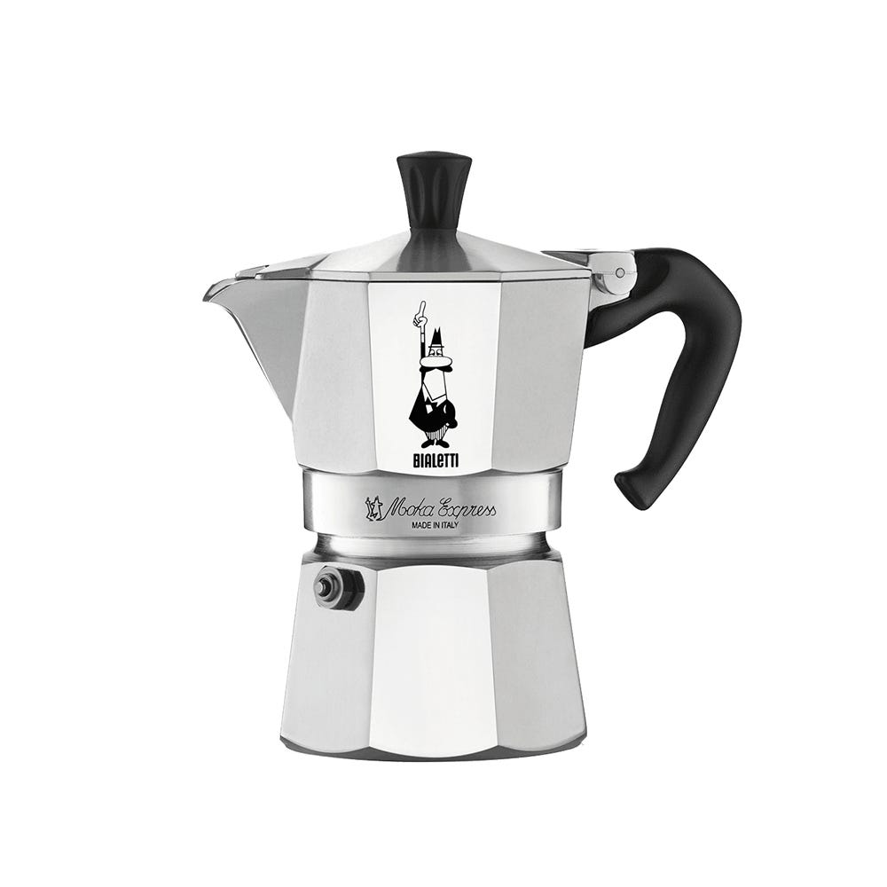 Bialetti Moka Express – Caffettiera Originale 4 Tazze – L'Icona del Design Made in Italy in Alluminio con Valvola di Sicurezza
