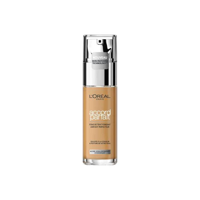 L'ORÉAL PARIS Accord Parfait Fondotinta Fluido Idratante – Formula Arricchita con Acido Ialuronico e Pigmenti Minerali – Effetto Seconda Pelle, Sfumabilità Ultra-Leggera e Idratazione 24H, Varie Nuance