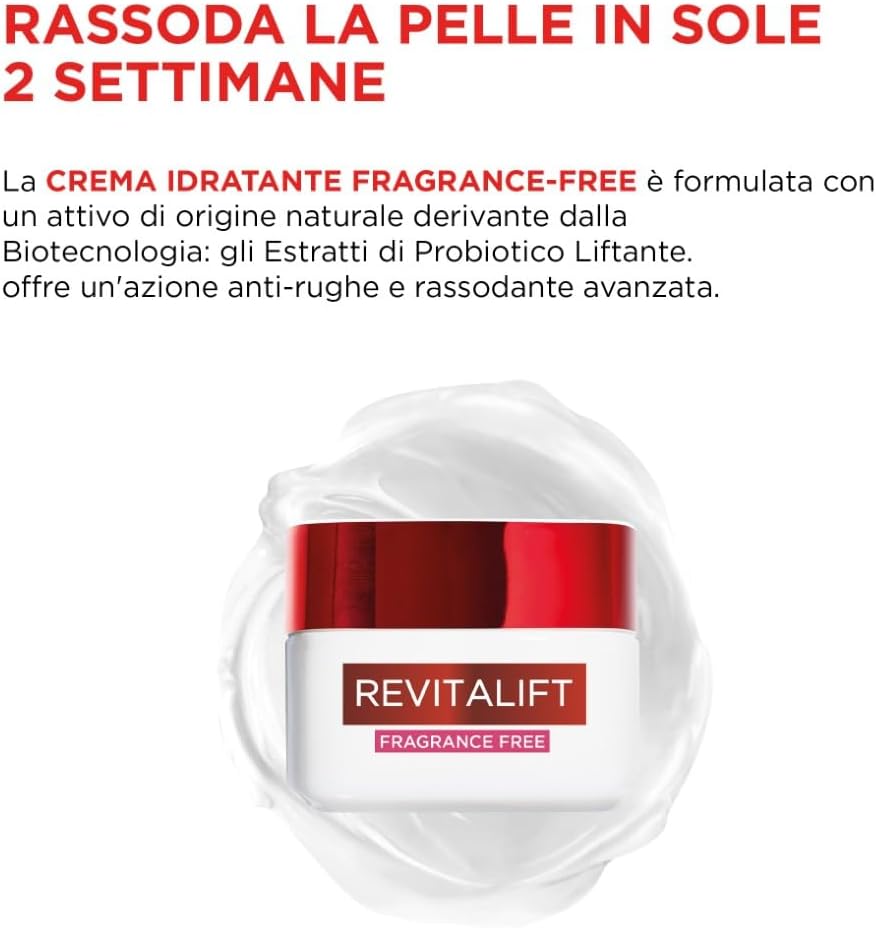 L'Oréal Paris Revitalift Crema Giorno Antirughe Extra-Rassodante 50ml Fragrance Free con Pro-Retinolo e Probiotico Liftante