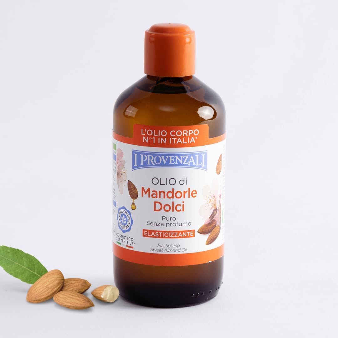 I Provenzali Olio di Mandorle Dolci Puro Senza Profumo 250ml – 100% Naturale – Elasticizzante per Gravidanza e Smagliature