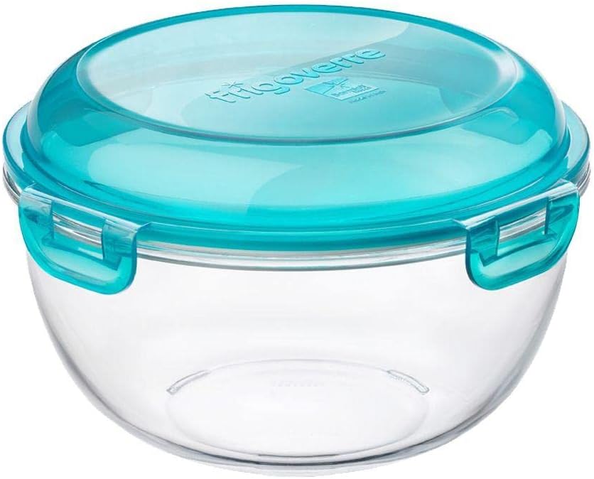 Bormioli Rocco Frigoverre Evolution Coppa Large 22 cm – Contenitore Ermetico Alto 250 cl – Vetro Temperato per Forno, Microonde e Freezer