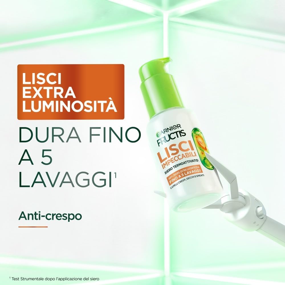 Garnier Fructis Siero Termoattivato Lisci Impeccabili 50ml – Termoprotettore 230°C con Tecnologia Alpha Silane – Effetto Liscio 10 Giorni