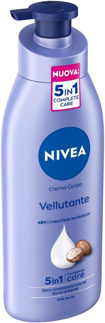 Nivea Crema Corpo Vellutante 5 in 1 Complete Care | 48h Idratazione Intensa con Burro di Karité | Formato Dosatore 500 ml