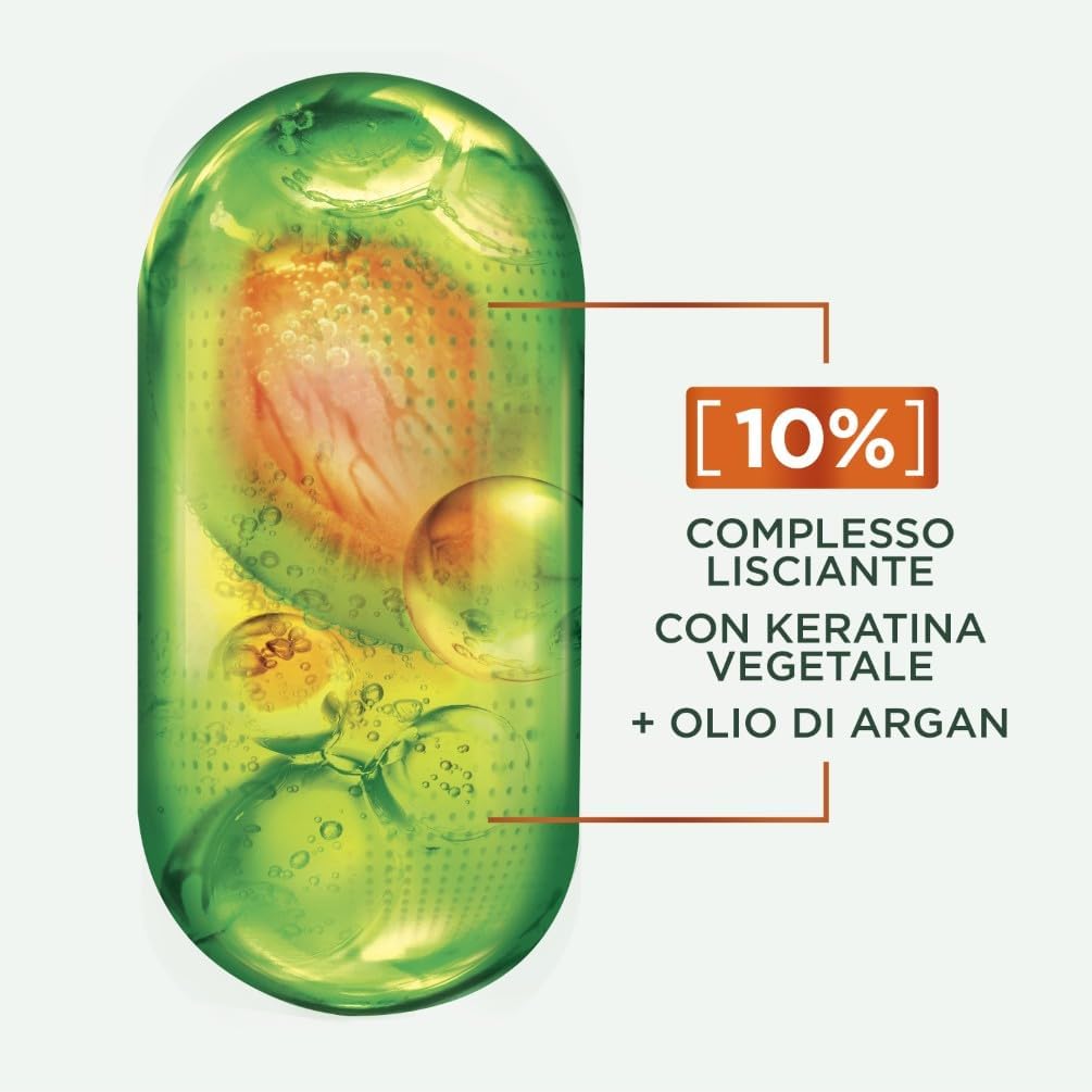 Garnier Fructis Lisci Cheratina Balsamo 200ml – Trattamento Lisciante Anti-Crespo con Cheratina Vegetale e Olio d'Argan – Effetto Brillantezza +93%