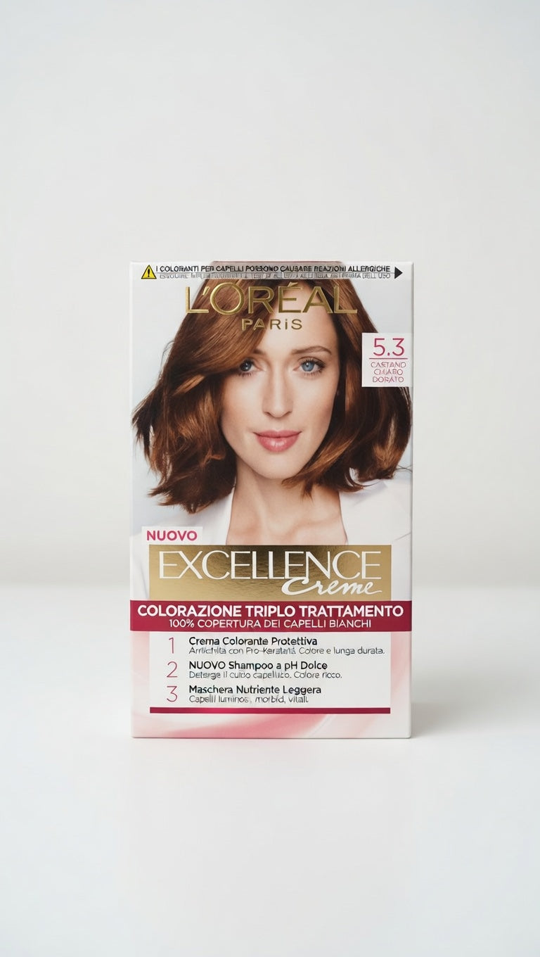 L'Oréal Paris Excellence Crème – Colorazione Permanente Triplo Trattamento con Acido Ialuronico – 100% Copertura Capelli Bianchi