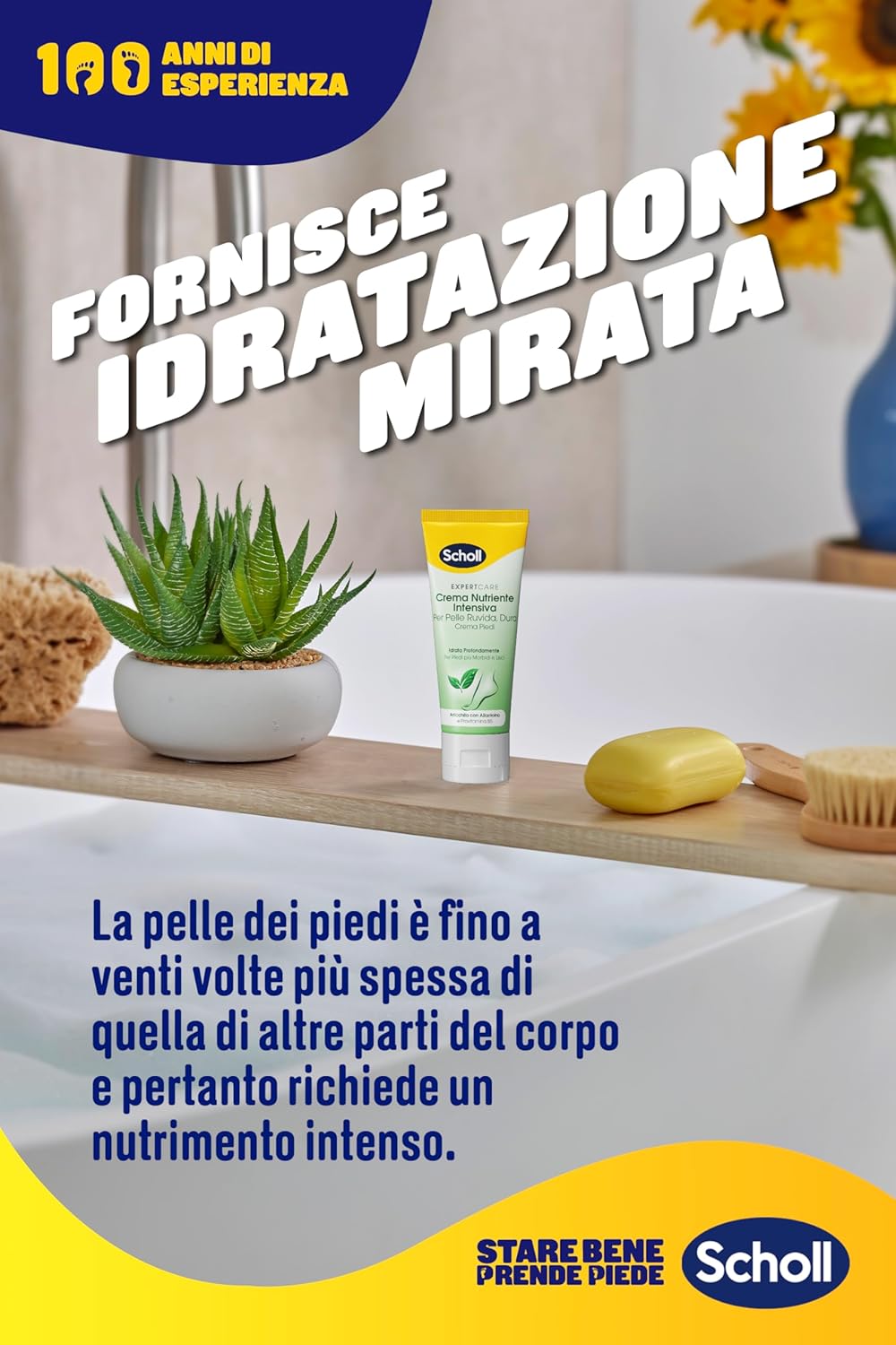 Scholl ExpertCare Crema Piedi Nutriente Intensiva 75ml Allantoina e Provitamina B5 – Trattamento Rigenerante per Pelle Ruvida e Dura