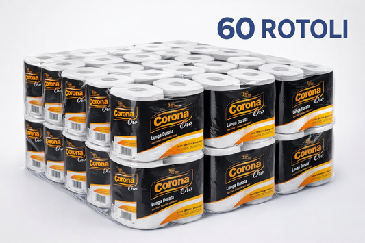 Corona Oro Carta Igienica 3 Veli Bundle 60 rotoli in pura cellulosa, morbida effetto seta con profumazione floreale Aroma-Safe.